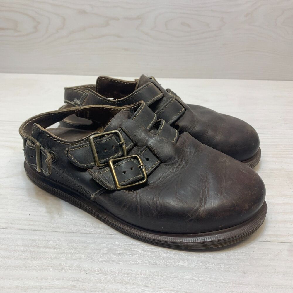 Vintage Dr. Martens 8194 Slingback Sandals Mens Size 10 Brown‎ Leather Buckle